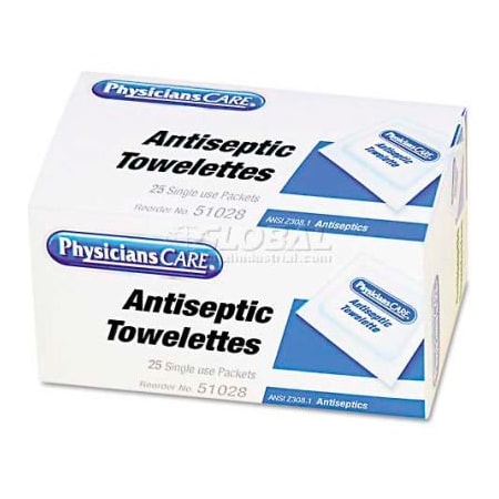 Acme United PhysiciansCare 51028 First Aid Antiseptic Towelettes, Box of 25 51028